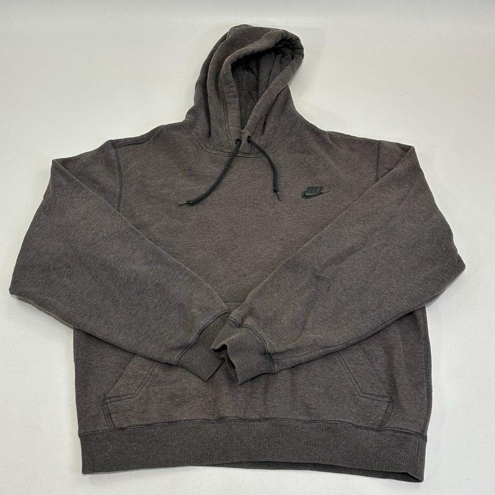 Nike Men's Hoodie Sweatshirt Gray Pullover with Drawstring Hood Size M